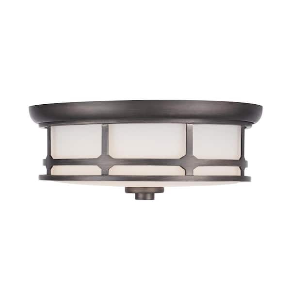 Home Decorators Collection Portland Court 14 in. Satin Silver LED Flush Mount Ceiling Light