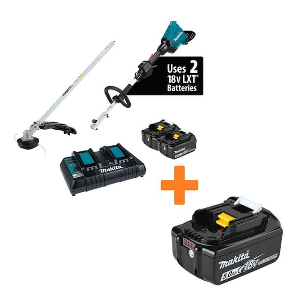 LXT 18V X2 (36V) Brushless Couple Shaft Power Head Kit with Trimmer Attachment (5.0Ah) with 18V LXT Battery Pack 5.0Ah