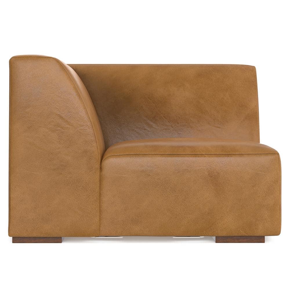 Simpli Home Rex Corner Sofa Module in Genuine Leather