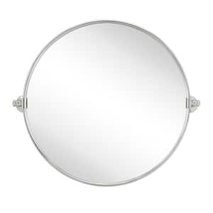 Adlina 24 in. W x 24 in. H Round Stainless Steel Framed Pivoting Wall Mounted Bathroom Vanity Mirror in Brushed Nickel