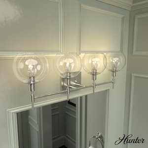 Xidane 30 in. 4-Light Brushed Nickel Vanity Light with Clear Glass Shades