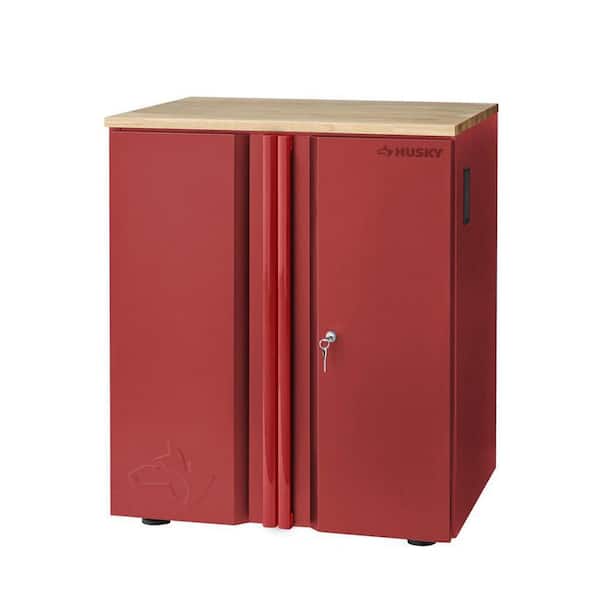 Husky Heavy Duty Welded 20-Gauge Steel 2-Door Garage Base Cabinet in Red (28 in. W x 32 in. H x 21.5 in. D)
