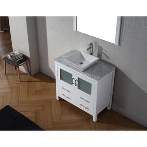 Dior 37 in. W Bath Vanity in White with Marble Vanity Top in White with Square Basin and Mirror