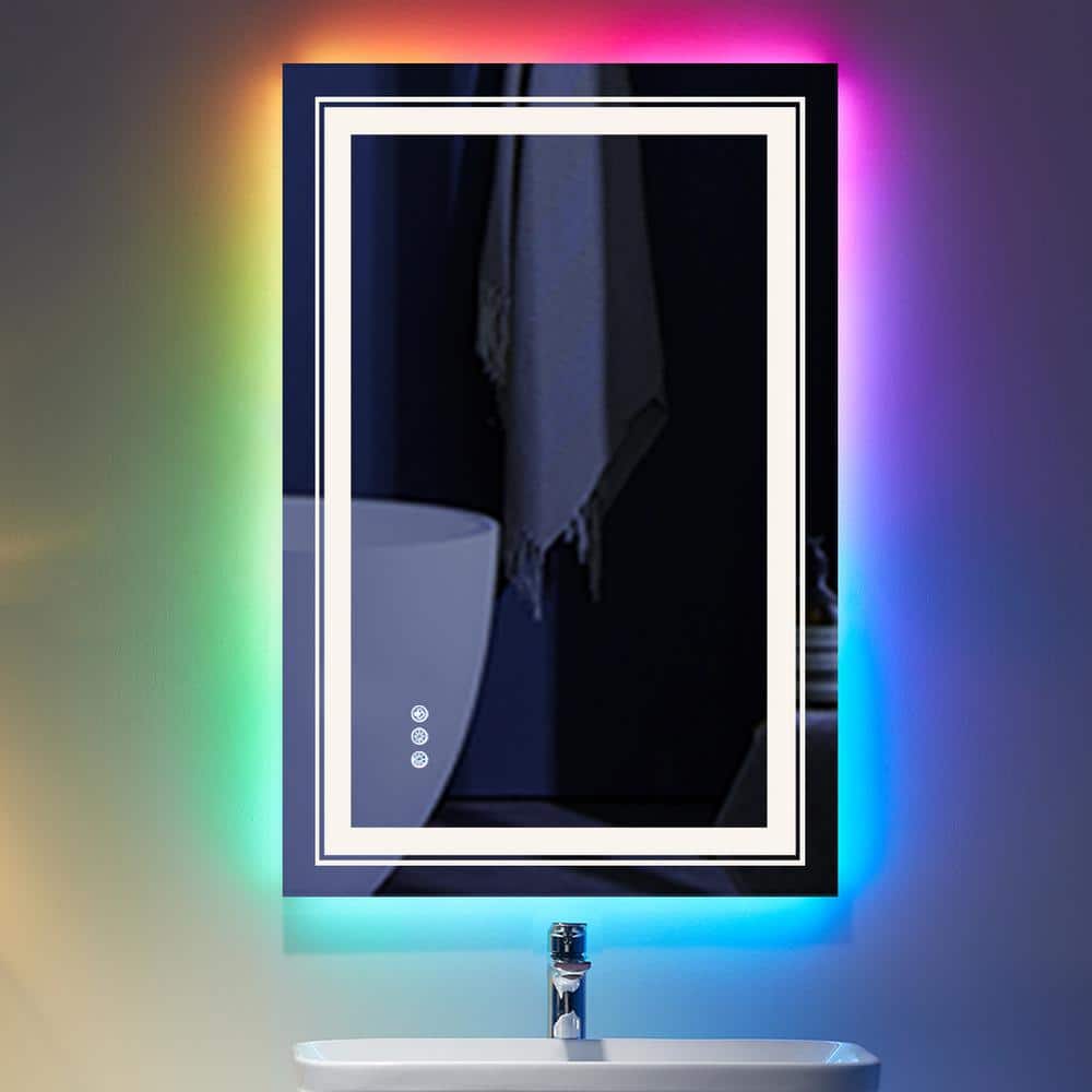 UPIKER 24 in. W x 32 in. H Rectangular Frameless LED Anti Fog Backlit ...