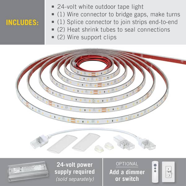 Armacost Lighting 155450 RibbonFlex Pro 24-Volt White Outdoor IP67 LED Tape Light 60 LED/m 4000K 32 ft. (10 M)