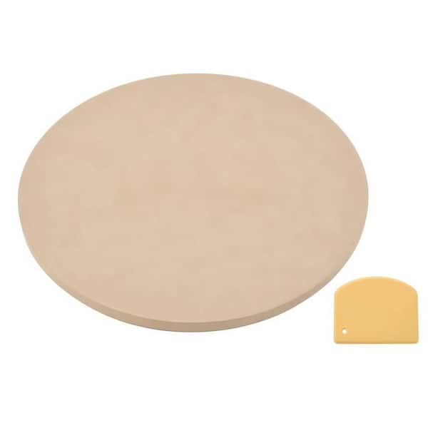 15 in. Round Pizza Stone with Scraper, Thermal Shock Resistant Baking Stone, Cordierite Bread Cooking Pan