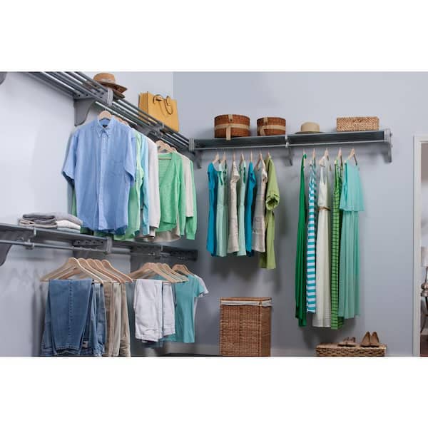 EZ Shelf 30 ft. Steel Closet Organizer Kit with 5-Expandable Shelf and Rod Units in Silver with 4 End Brackets
