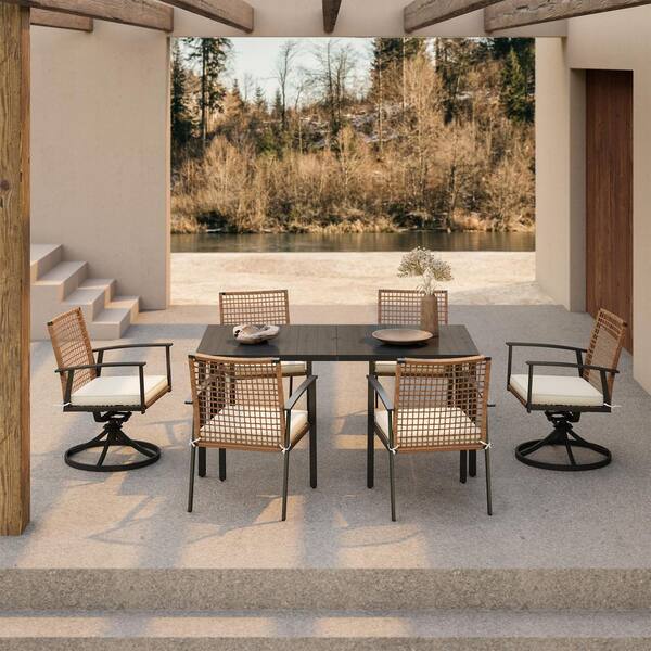7-Piece - Wicker - Patio Dining Sets - The Home Depot