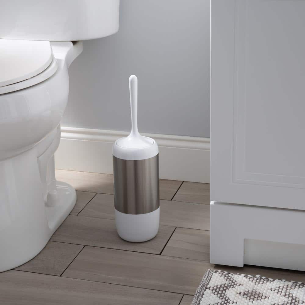 White Matte Stainless Steel Toilet Brush and Holder