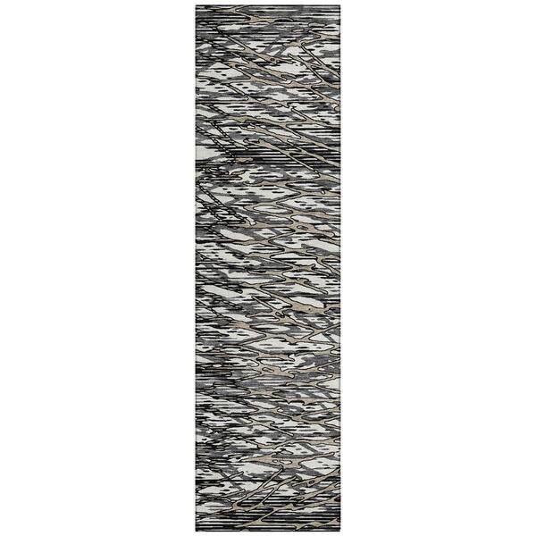 Chantille Machine Washable Indoor/Outdoor Abstract ACN2771 Black 2 ft. x 7 ft. Runner Rug