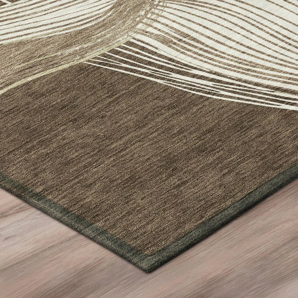 Chantille Machine Washable Indoor/Outdoor Abstract ACN3057 Chocolate 9 ft. x 12 ft. Area Rug