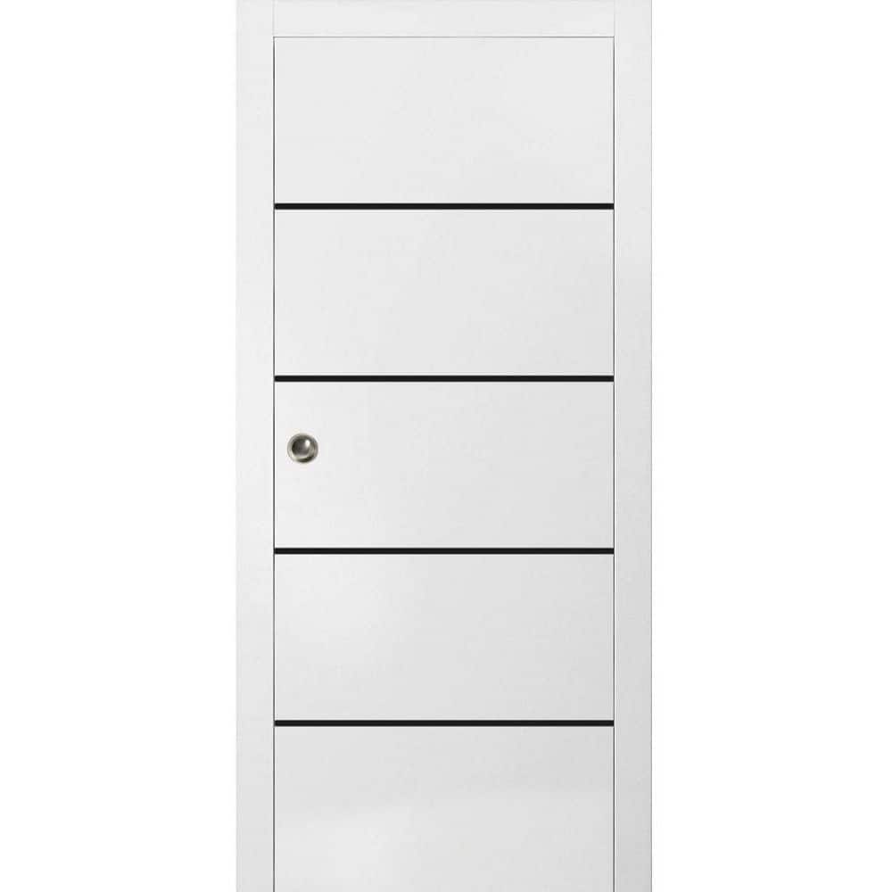 Assemble Required 30 in. x 96 in. 1-Panel White Finished Solid Wood with Honeycomb Sliding Door with Hardware price history on PriceWatchPro