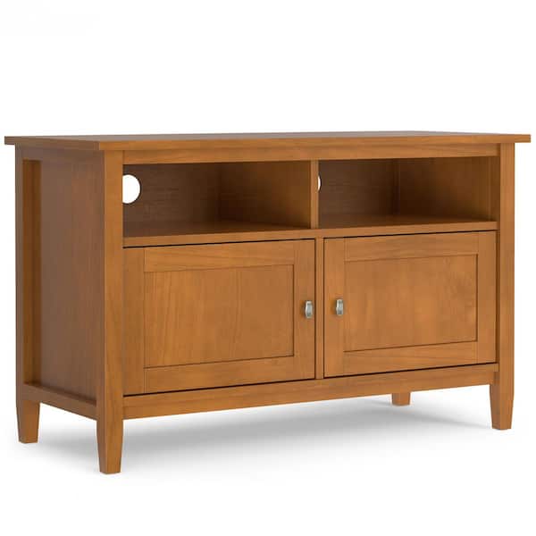 Warm Shaker Solid Wood 42 in. Wide Transitional TV Media Stand in Light Golden Brown for TVs up to 43 inches