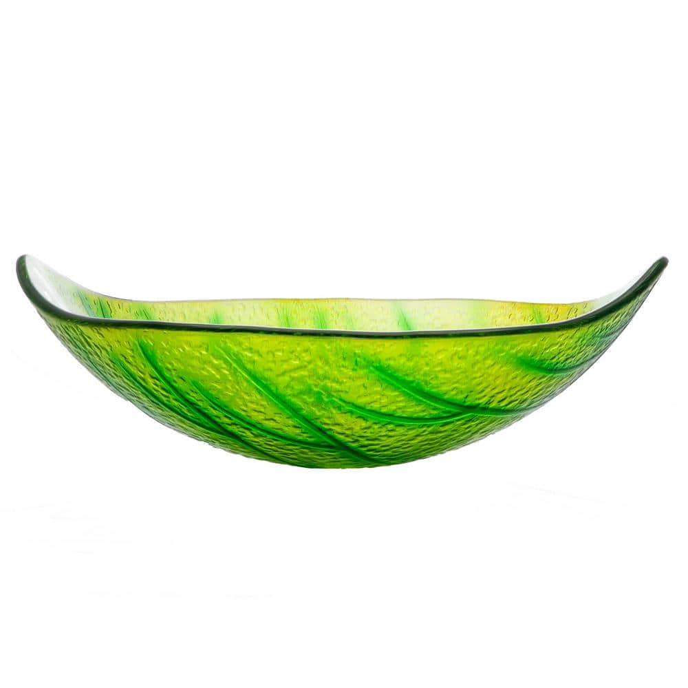 Green Leaf Shaped Tempered Glass Vessel Sink