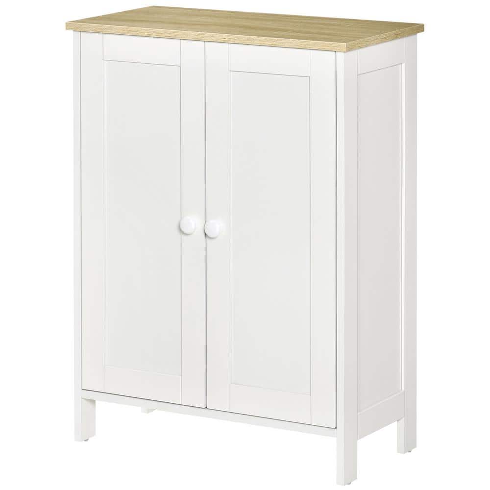 White Freestanding Office Storage Cabinet with Adjustable Shelving