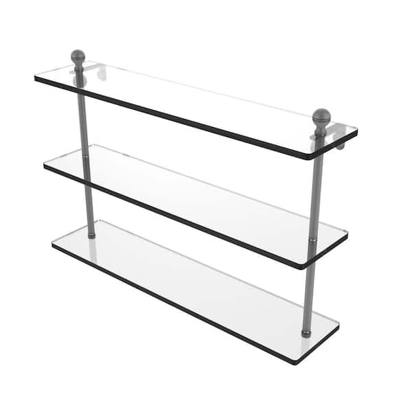 Allied Brass Mambo Collection 22 in. Triple Tiered Glass Shelf in Matte Gray