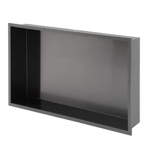 21 in. x 13 in. Gunmetal Black Stainless Steel Wall Mounted Rectangular Shower Niche Single Shelf