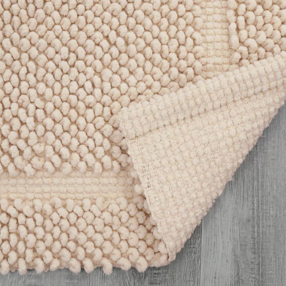 Ivory Cotton Chenille Non-Slip Bath Mat Set 20" x 32"