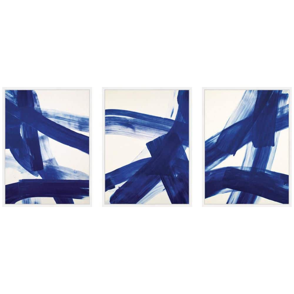 "3 Piece Sylvie ""Cobalt Mark No. 1, No. 2, & No. 3"" by Amy Lighthall Abstract Framed Art Print Set 24 in. x 18 in." price history on PriceWatchPro
