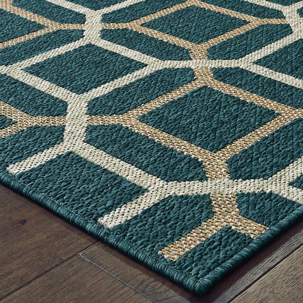 Blue, Gray 8 ft. x 10 ft. Loomed Polypropylene Rectangle Indoor/Outdoor Area Rug
