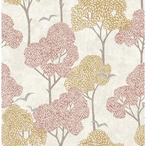 Lykke Coral Textured Tree Paper Glossy Non-Pasted Wallpaper Roll