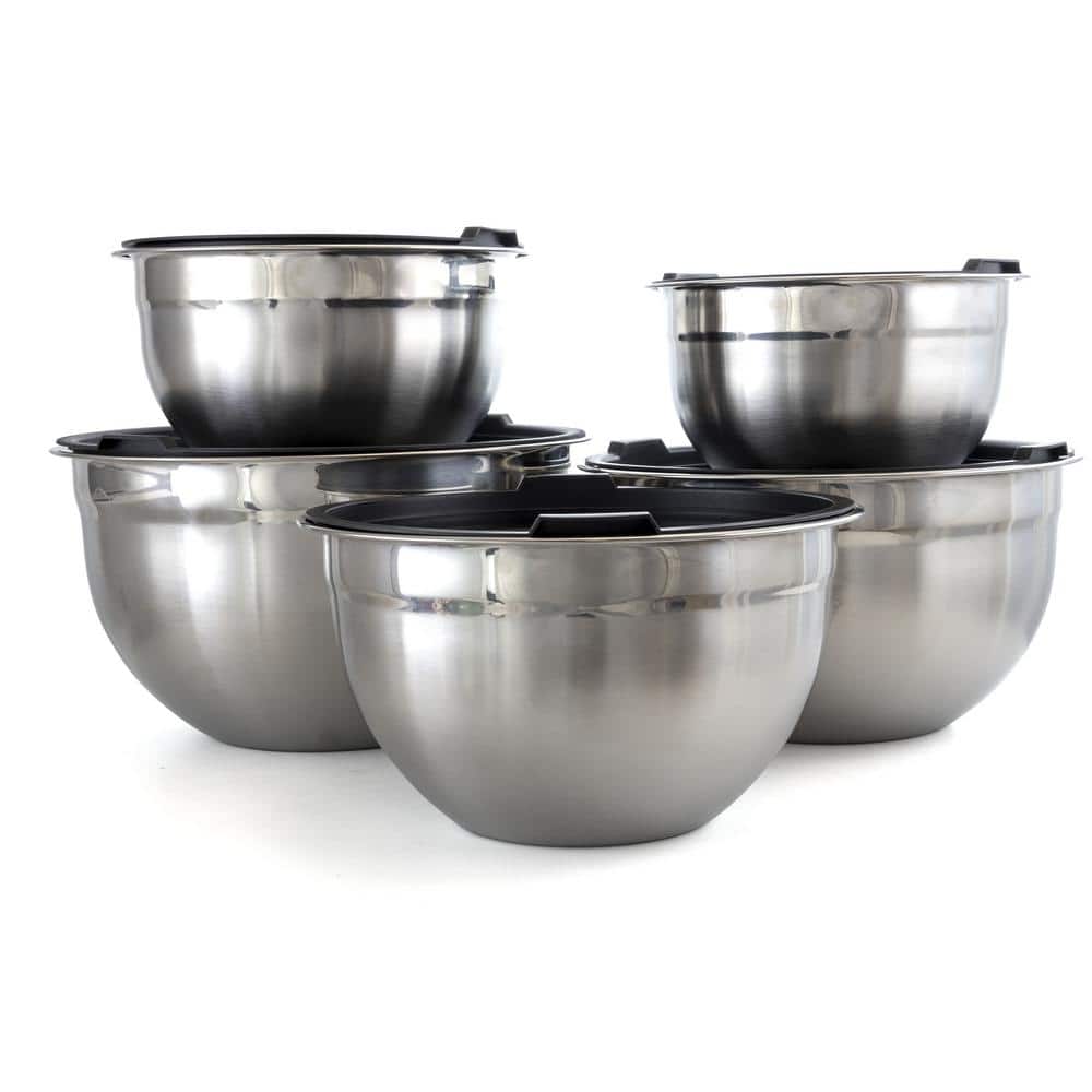 MegaChef 5 Piece Stainless Steel Mixing Bowl Set with Lids