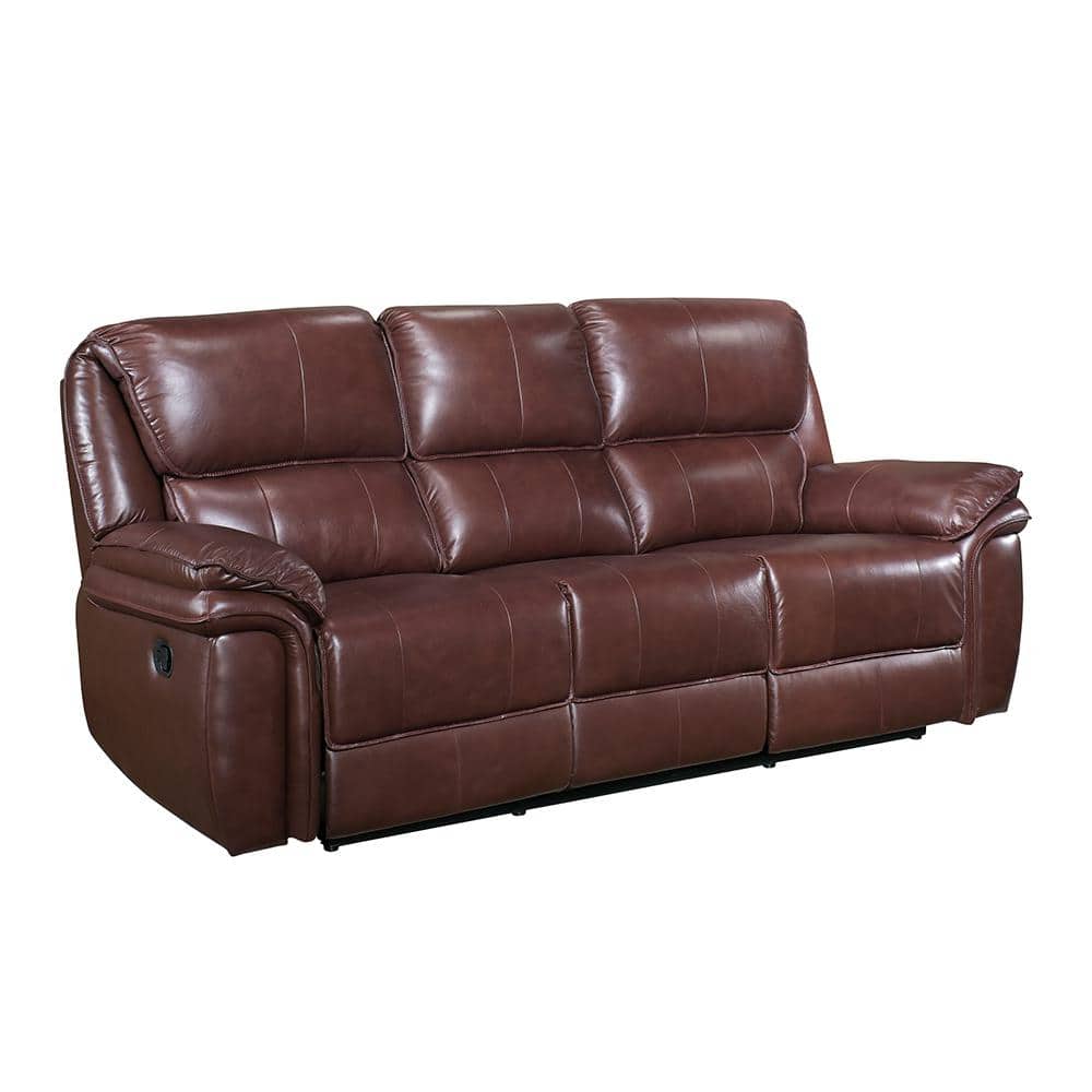 Brown Faux Leather Lawson Reclining Sofa with Wood Frame