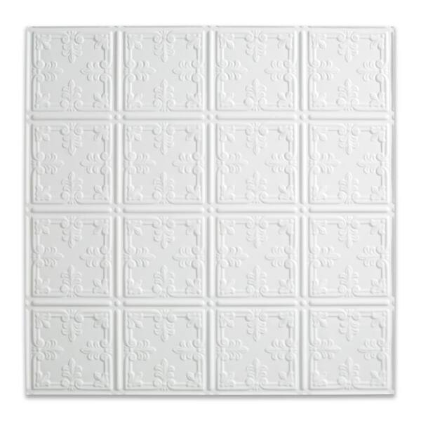 Fasade Traditional Style #10 2 ft. x 2 ft. Vinyl Lay-In Ceiling Tile in Gloss White