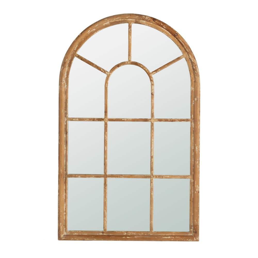 Elegant Aesthetic Brown 34 in. W x 54.3 in. H Classic Arched Fir Wood Frame