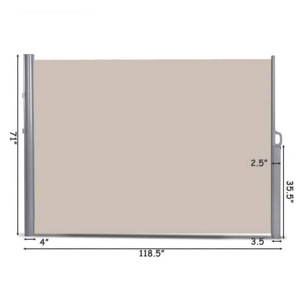 118.5 in. W x 71 in. H Patio Retractable Aluminum Folding Side Awning Screen (Extendable up to 6 ft. x 10 ft.)