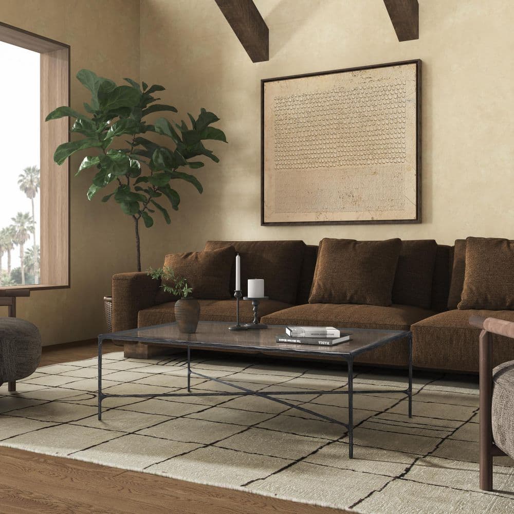 Jessa 28 in. Black Rectangle Glass Coffee Table