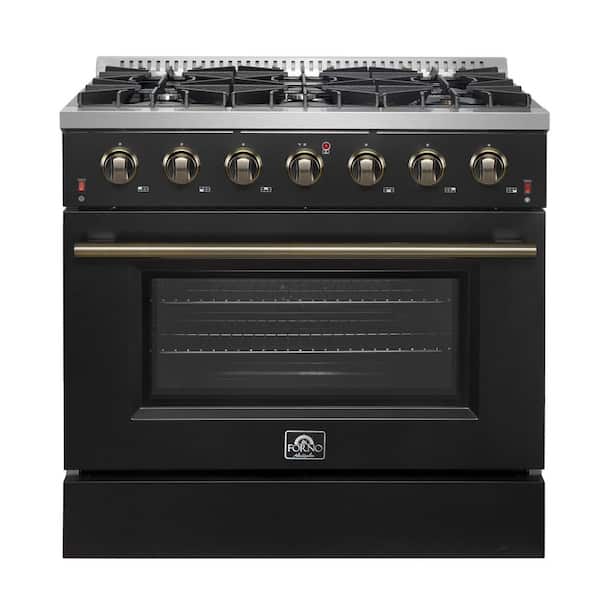 Galiano 36 in. 5.36 cu. Ft. Freestanding Gas Range with 6-Burners in Stainless Steel with Black Door