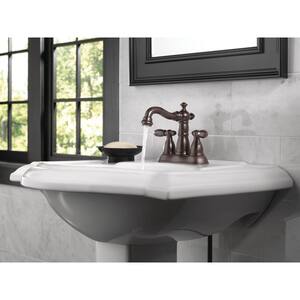 Victorian 4 in. Centerset 2-Handle Bathroom Faucet with Metal Drain Assembly in Venetian Bronze