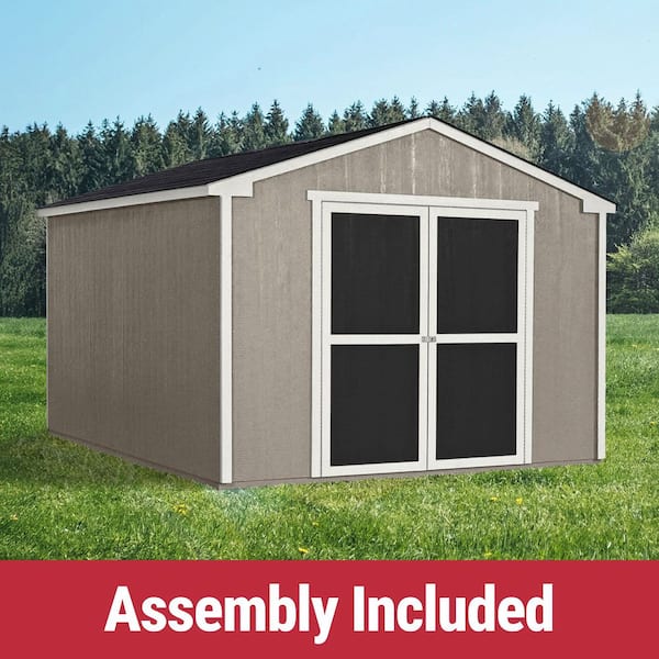 Assembly Included Cumberland 10 ft. W x 16 ft. D Wood Shed w/ Floor-Outdoor Storage w/ Black Shingles, 160 sq. ft.