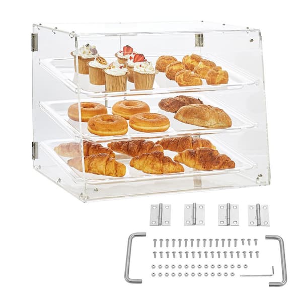 Pastry Display Case 3-Tier Commercial Countertop Bakery Display Case 20.7 in. x 14.2 in. x 16.3 in. Acrylic Display Box