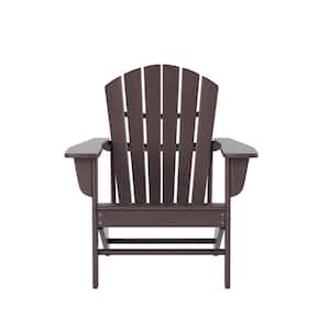 Vesta Dark Brown Plastic Outdoor Adirondack Chair With Ottoman and Table Set (5-Piece)