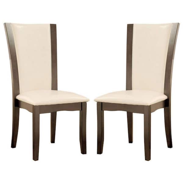 Benjara Contemporary Side Chair with White Pu (Set Of 2)