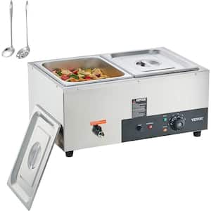 2-Pan Commercial Food Warmer 2 x 12 qt. Electric Steam Table 1500-Watts Countertop Stainless Steel Buffet Bain Marie