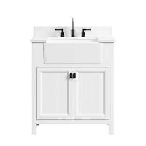 Richfield 31 in. Single Sink Freestanding White Bath Vanity with White Engineered Stone Top and Backsplash Assembled