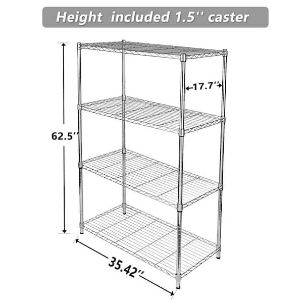 7 -Layer Chrome(Silver) Kitchen Shelf Metal Heavy-Duty Craft Free Standing  Storage Tool Cart Height Adjustable