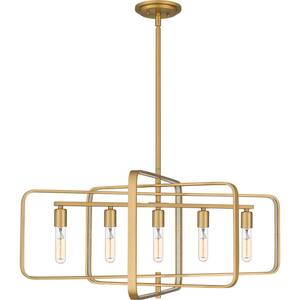 Dupree 5-Light Brushed Weathered Brass Island Chandelier