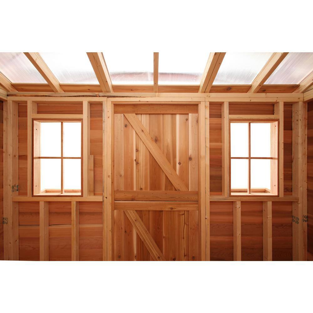 10' x 12' Brown Cedar Wood Shed with Windows and Dutch Door