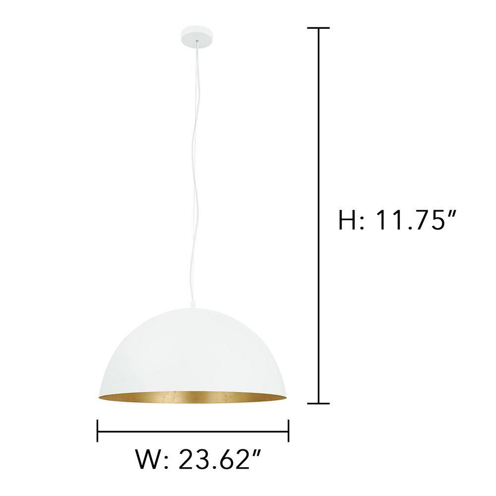 White and Gold Dome Pendant Light for Indoor/Outdoor