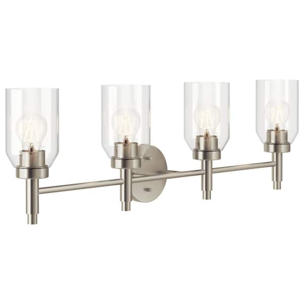 KICHLER Madden 34 in. 4-Light Brushed Nickel Modern Bathroom Vanity Light with Clear Glass