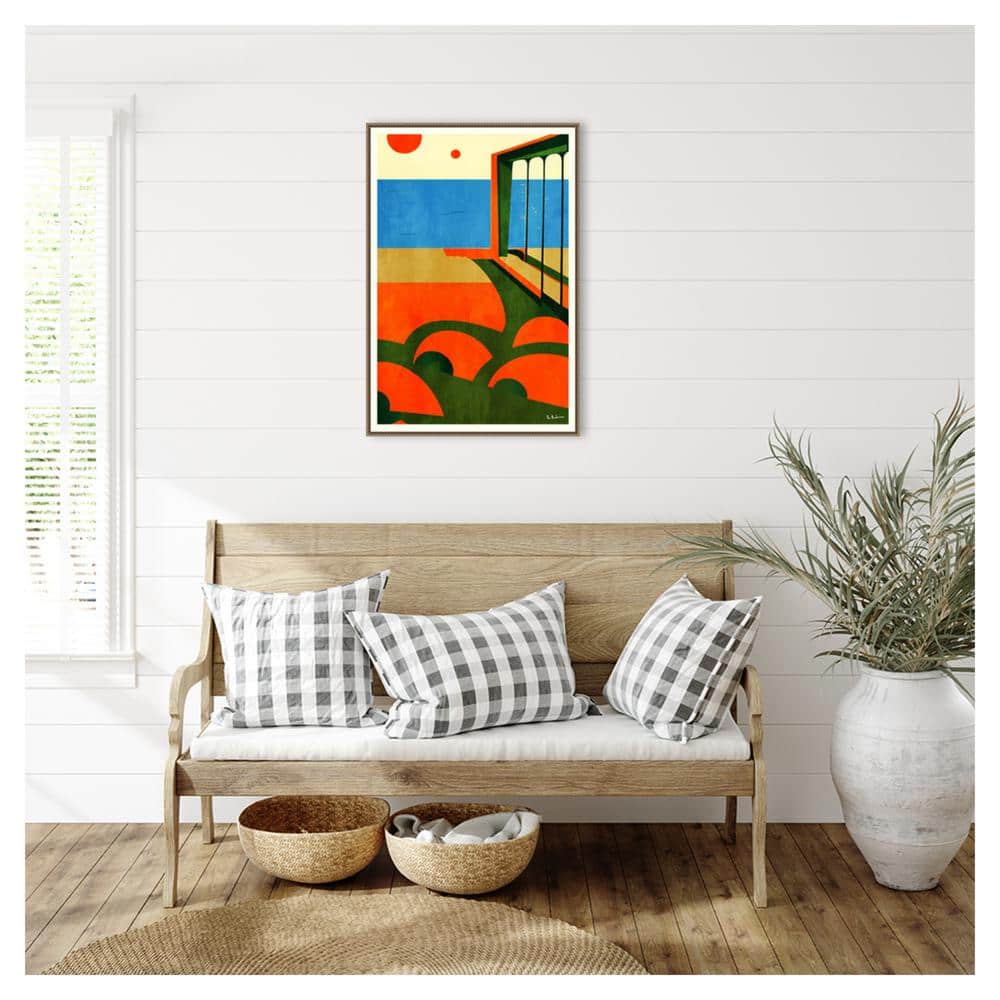 Large Abstract Beaded Framed Canvas Wall Art in Vibrant Colors