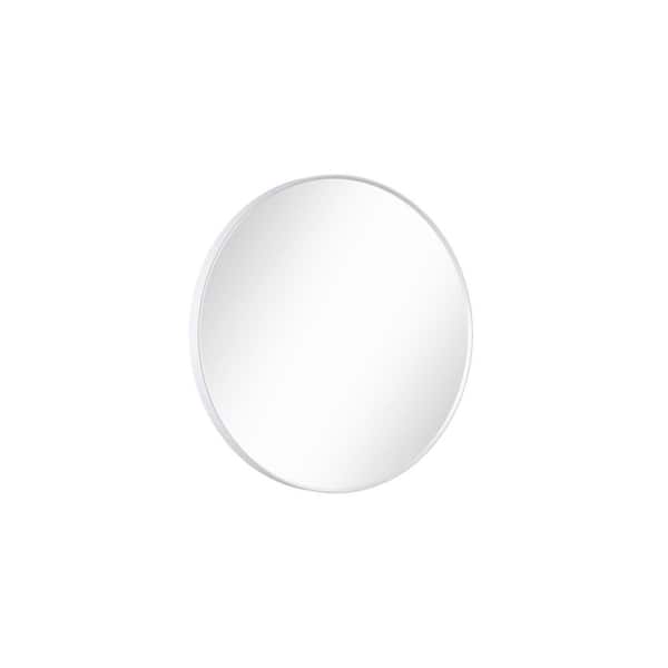 Unbranded 24 in. Round Mirror: Anti-Rust White Aluminum Frame, Entryway/Bathroom/Vanity/Living Room(White)