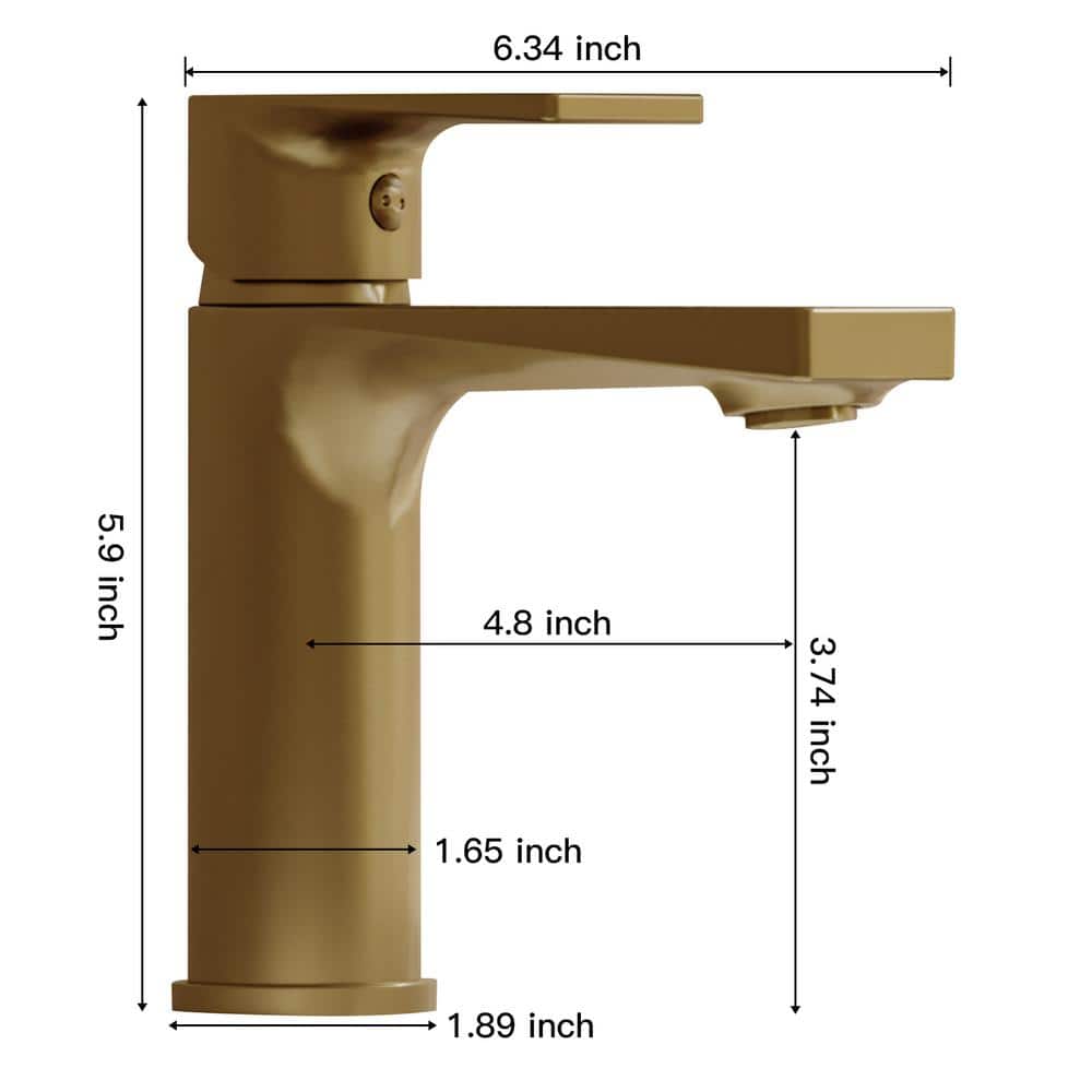 Brushed Gold Stainless Steel Single Handle Bathroom Faucet