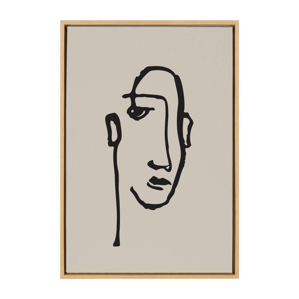 Natural Minimalist Abstract Line Art Canvas Wall Print, 23x33