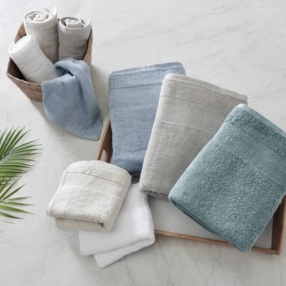 Gray Cotton Ridged 6-Piece Bath Towel Set