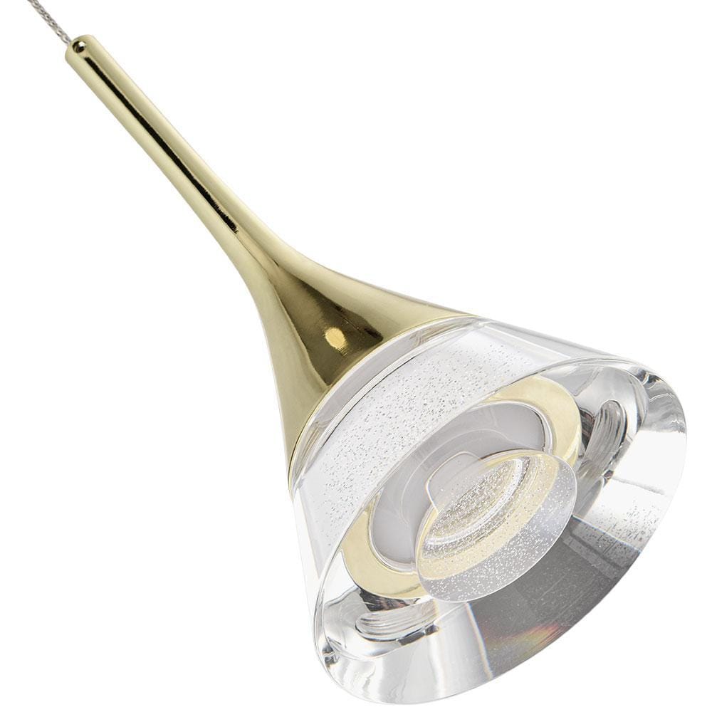 Amalfi Contemporary Gold LED Pendant Light with Acrylic Cone Shade